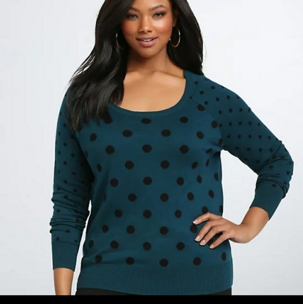 Torrid Polka Dot Teal Sweater